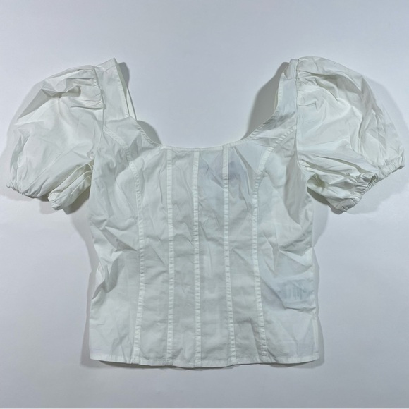 New Defect J Crew Puff Sleeve Squareneck Top Cotton - Picture 2 of 10